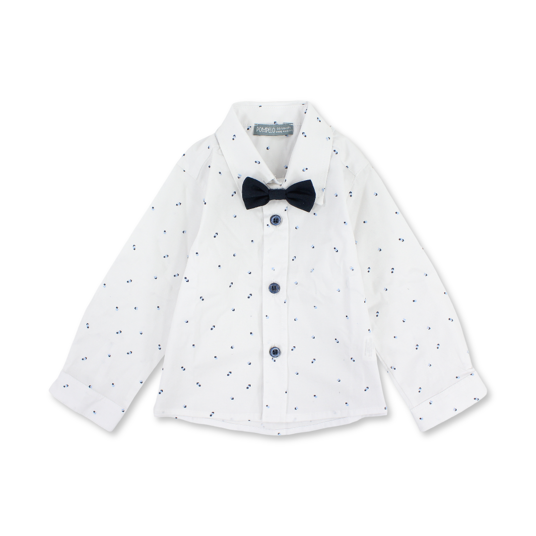 Baby Boys Cotton Shirt – White with Papillon
