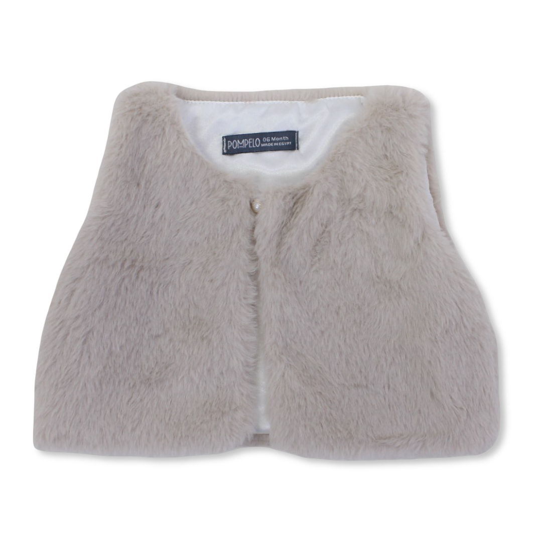 Baby Girls Fur Jacket – Beige