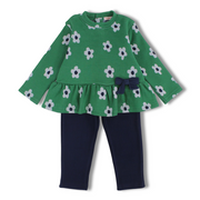 Girls Cotton 2-Piece Outfit Set – Flower Design