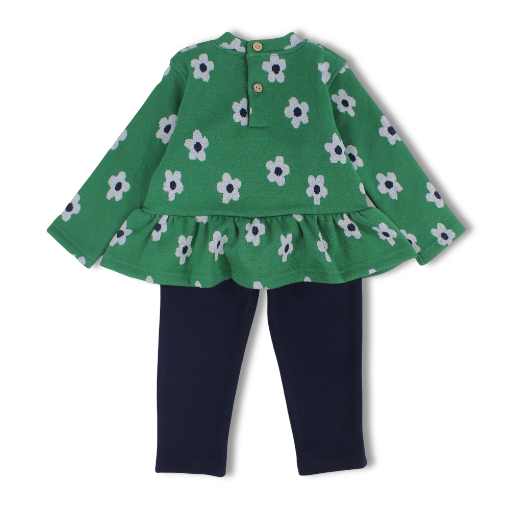 Girls Cotton 2-Piece Outfit Set – Flower Design