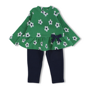 Girls Cotton 2-Piece Outfit Set – Flower Design