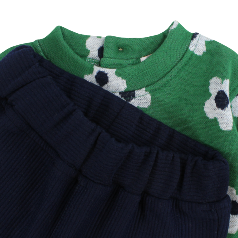 Girls Cotton 2-Piece Outfit Set – Flower Design