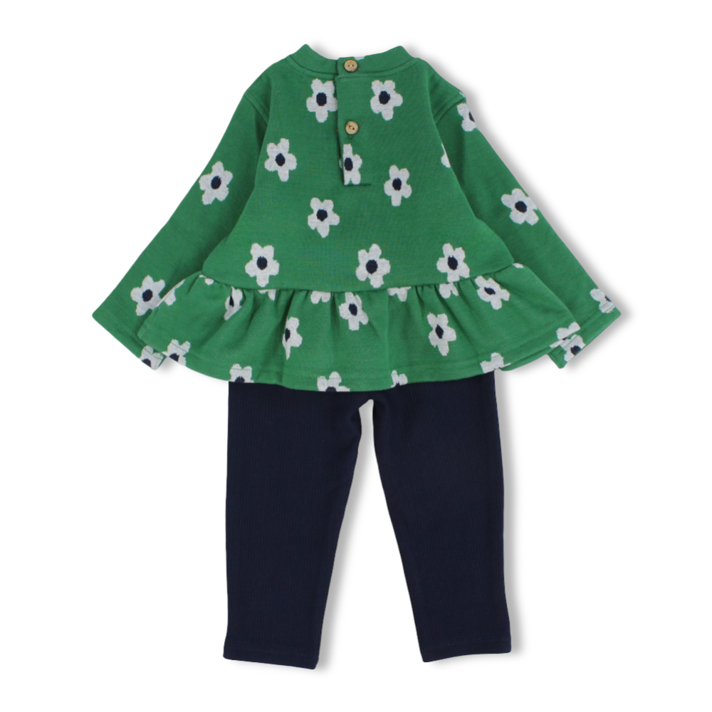 Girls Cotton 2-Piece Outfit Set – Flower Design