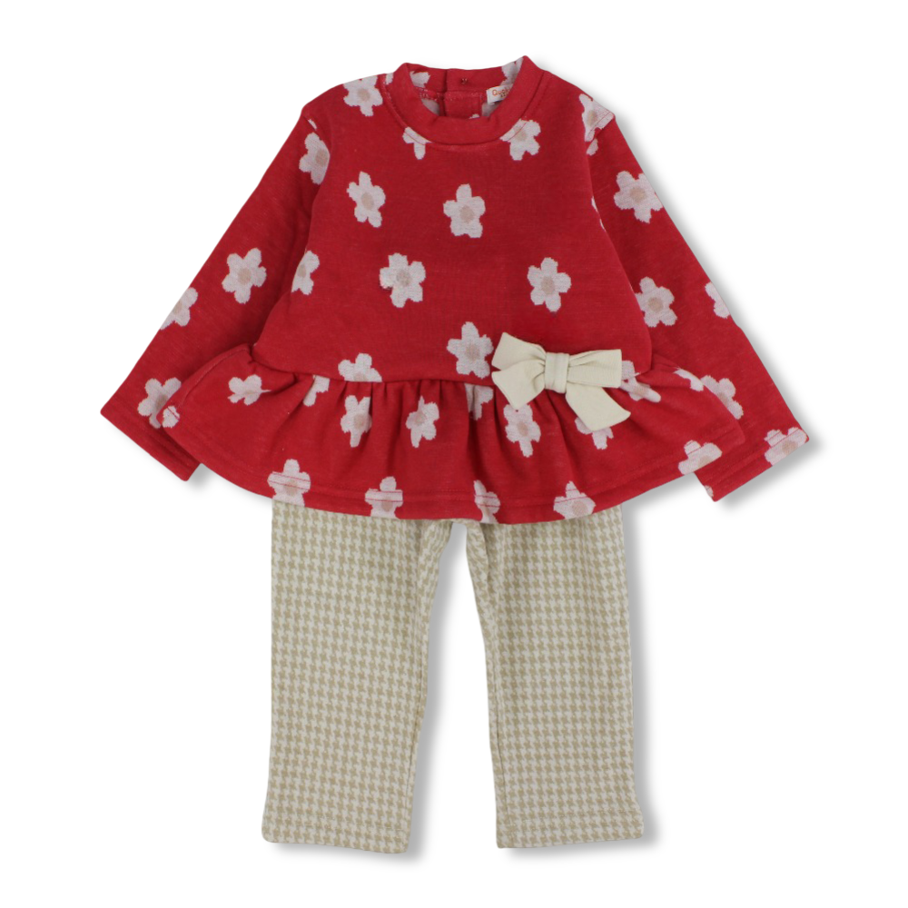 Girls Cotton 2-Piece Outfit Set – Flower Design