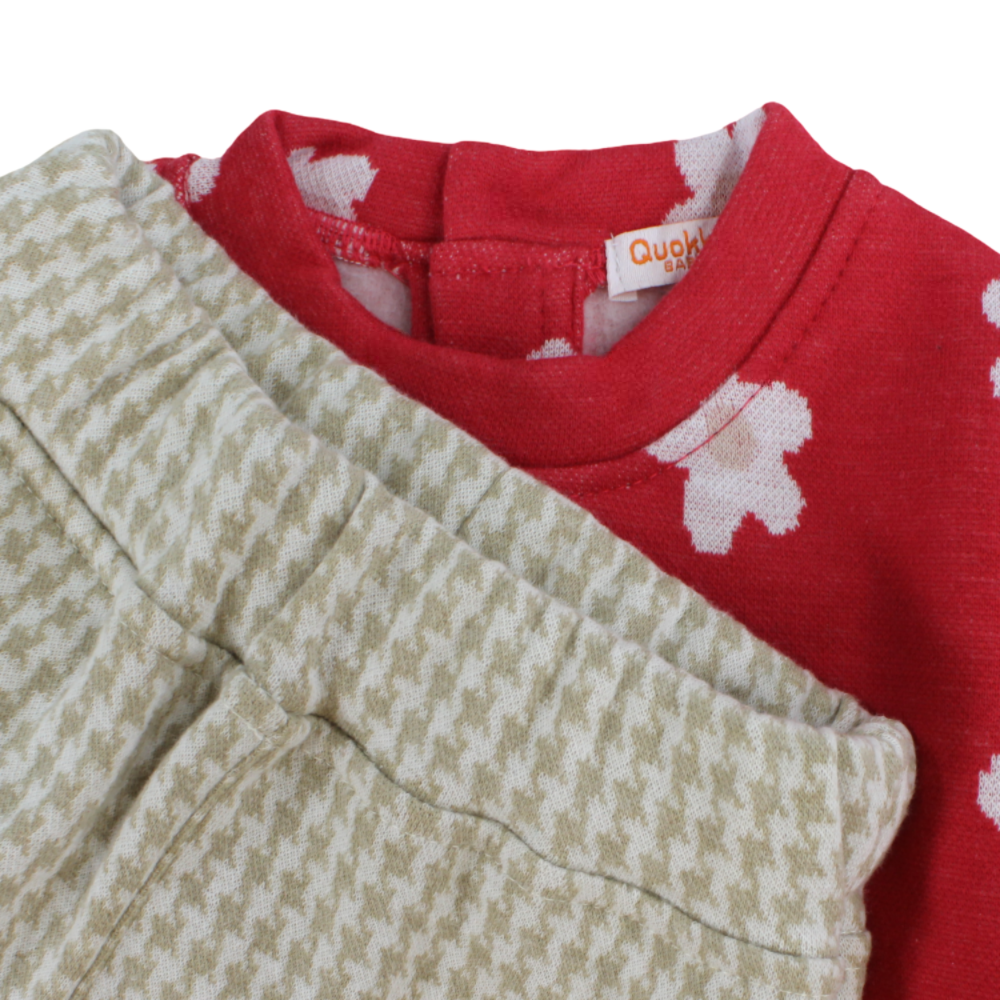 Girls Cotton 2-Piece Outfit Set – Flower Design