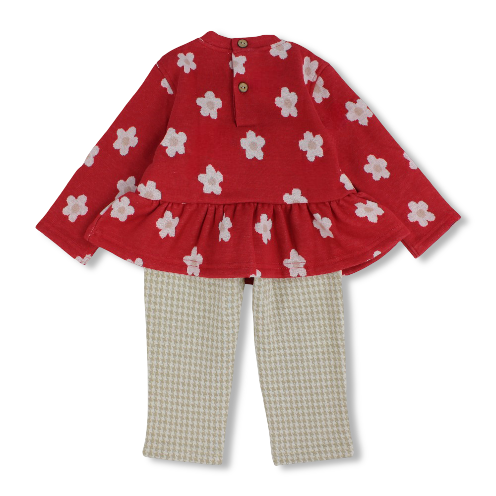 Girls Cotton 2-Piece Outfit Set – Flower Design