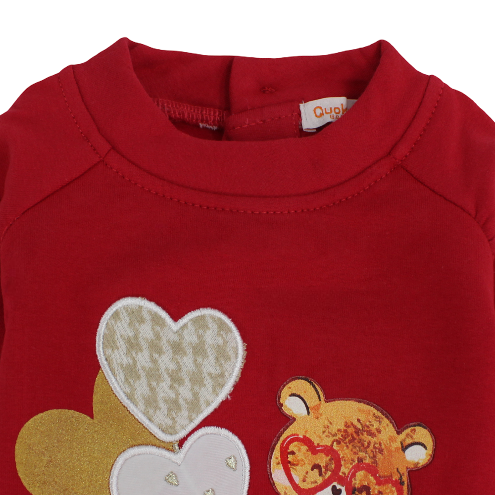 Girls Cotton T-Shirt - Heart-Shaped Balloons Design