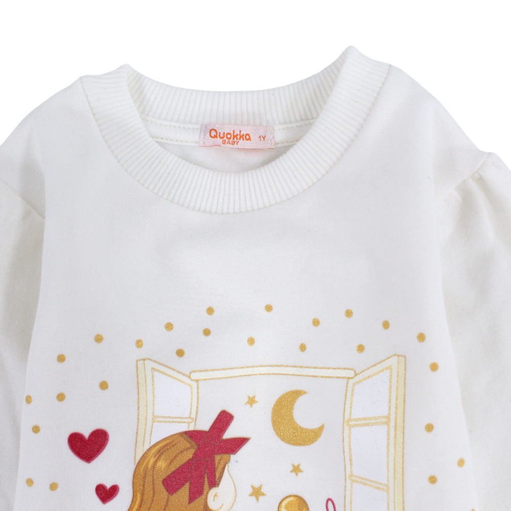 Girls Cotton T-Shirt –  Girl and Teddy Design