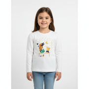 Girls Cotton T-Shirt –  Girl and Teddy Design