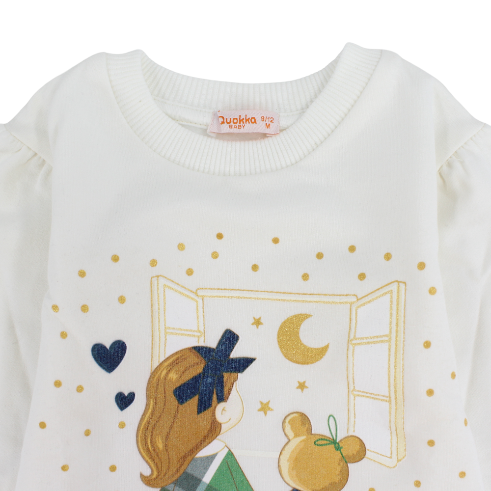 Girls Cotton T-Shirt –  Girl and Teddy Design