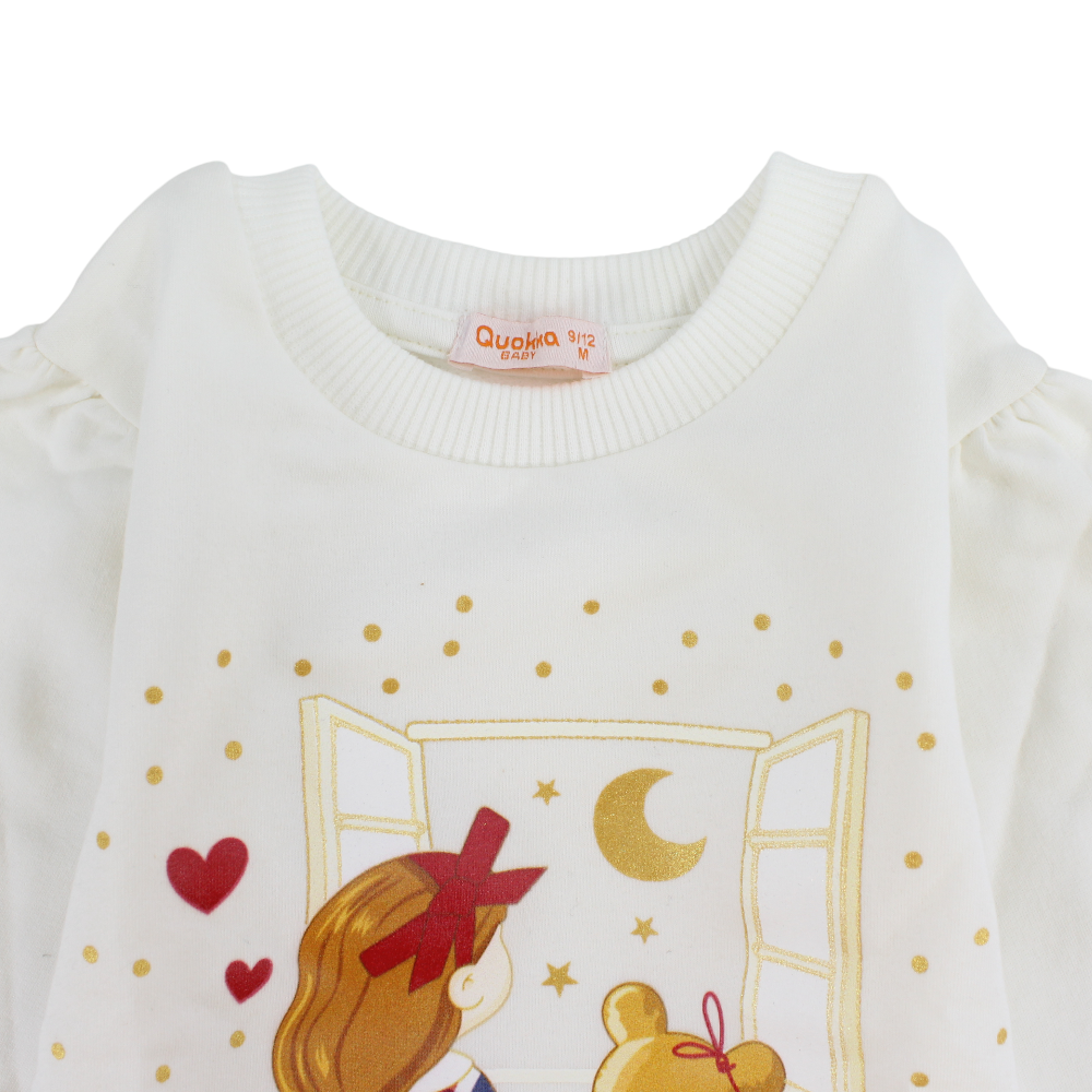 Girls Cotton T-Shirt –  Girl and Teddy Design