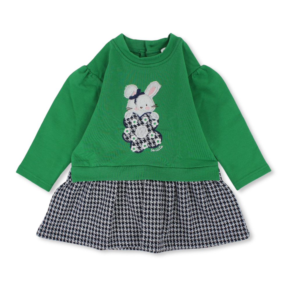 Girls Cotton Dress - Green