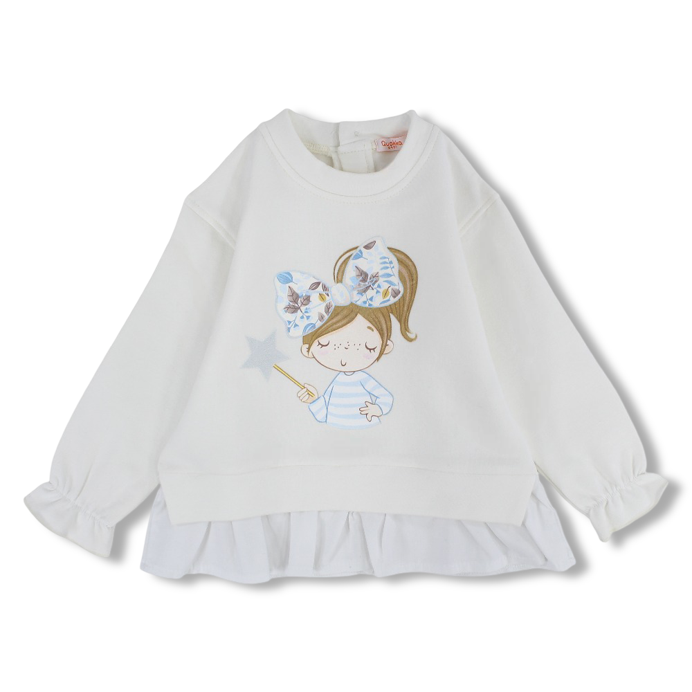 Girls Cotton Blouse – Girl with Bow Design