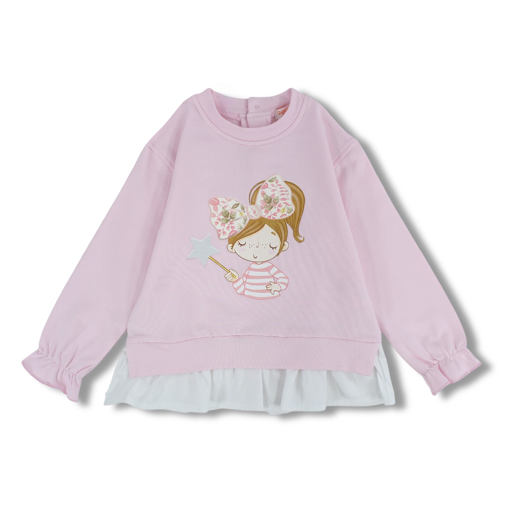 Girls Cotton Blouse – Girl with Bow Design