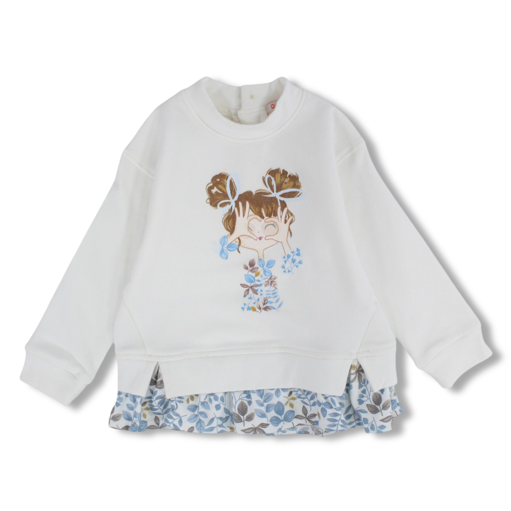 Girls Cotton Blouse –  Girl and Floral Design