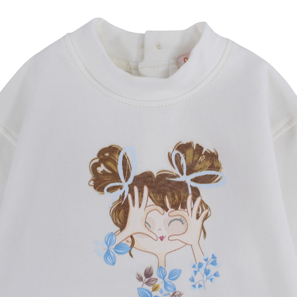 Girls Cotton Blouse –  Girl and Floral Design
