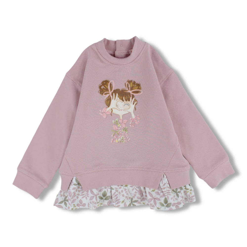 Girls Cotton Blouse –  Girl and Floral Design