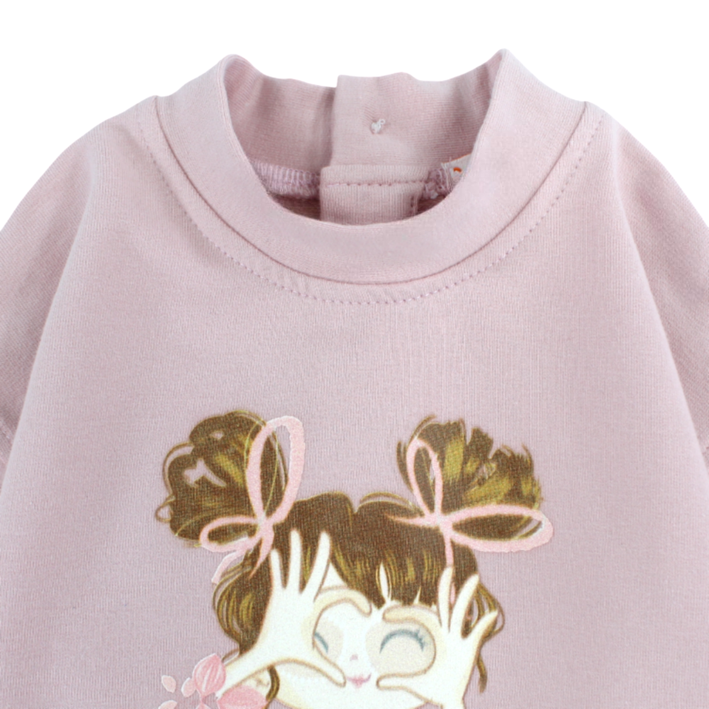 Girls Cotton Blouse –  Girl and Floral Design