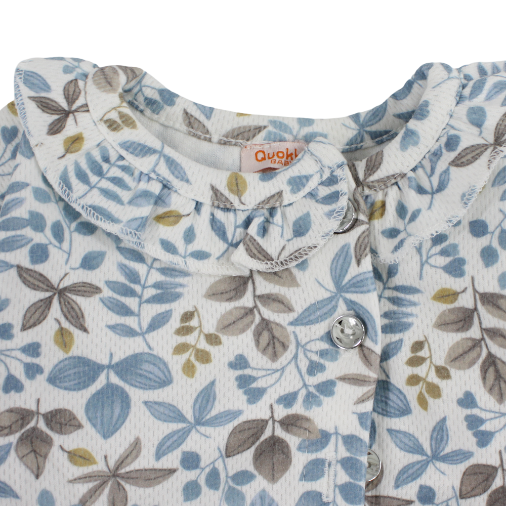 Girls Cotton Dress – Leaves Print