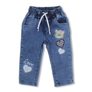 Girls Flexible-Fit Jeans - Cute Embroidery