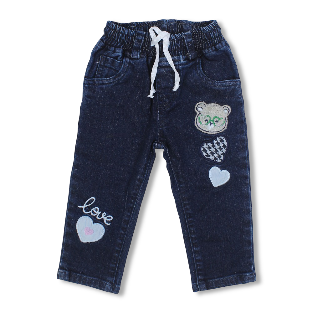Girls Flexible-Fit Jeans - Cute Embroidery
