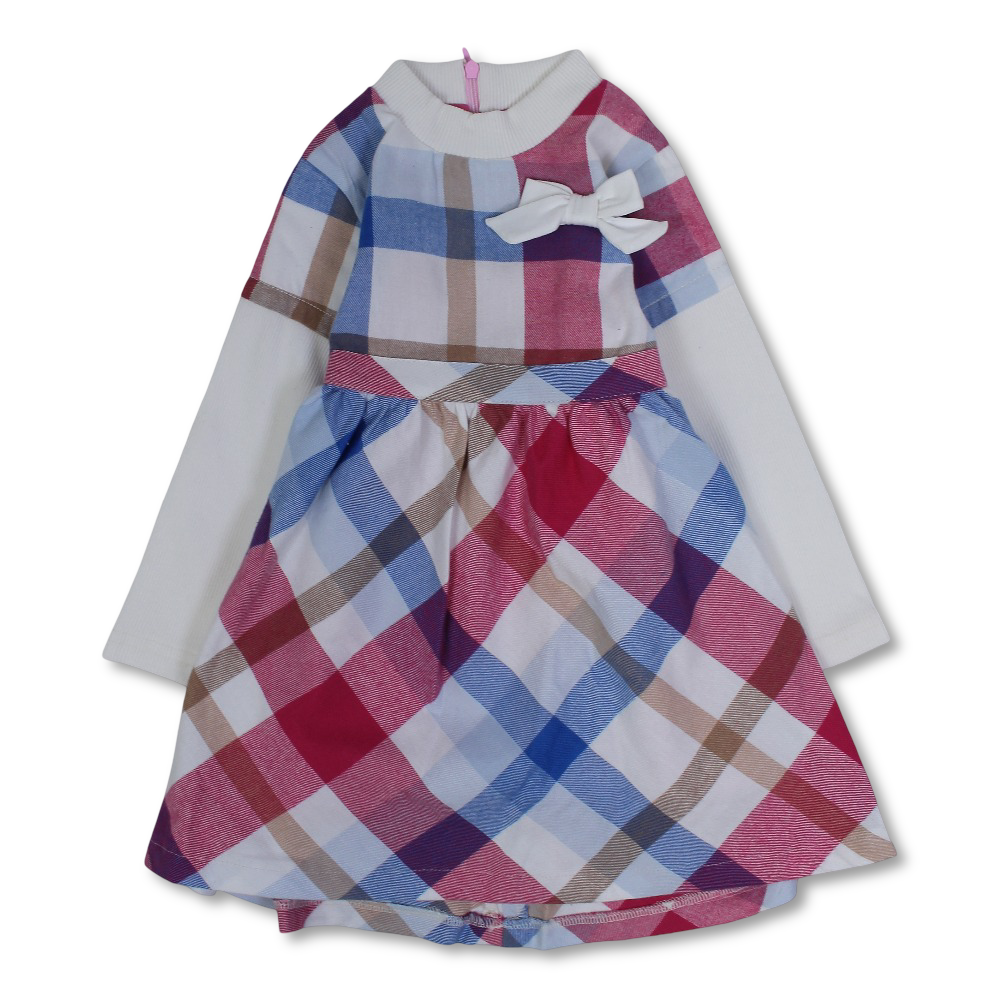 Girls Cotton Checkered Dress