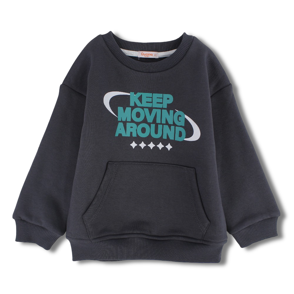 Baby Boys Cotton Sweatshirt – “Keep Moving Around” Design