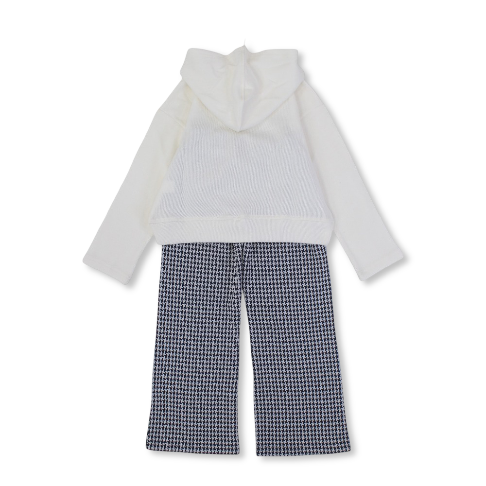 Girls Cotton Hooded 2-Piece Outfit Set - "The Trend Setter" Embroidery