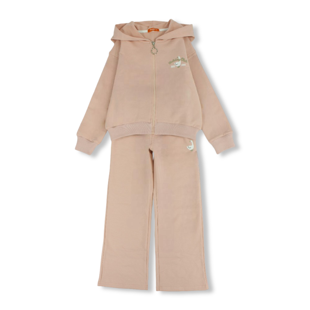 Girls Cotton Hooded 2-Piece Outfit Set – Salmon