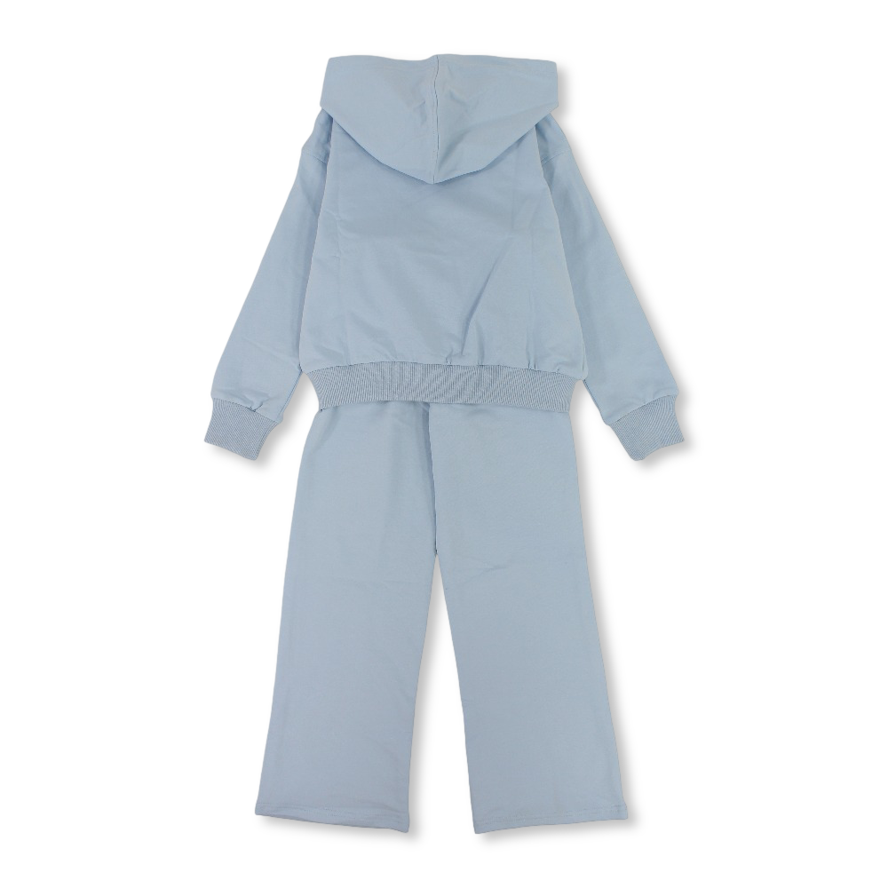 Girls Cotton 2-Piece Hooded Outfit Set – Baby Blue