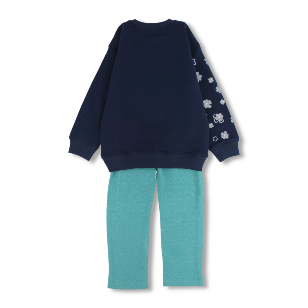 Girls Cotton 2-Piece Outfit Set – Navy with Dreamy Girl Design