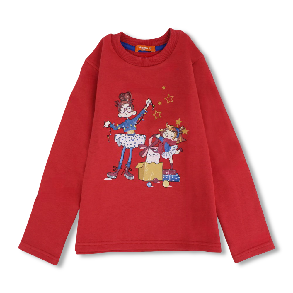 Girls Cotton Sweatshirt - Cute Girly Print