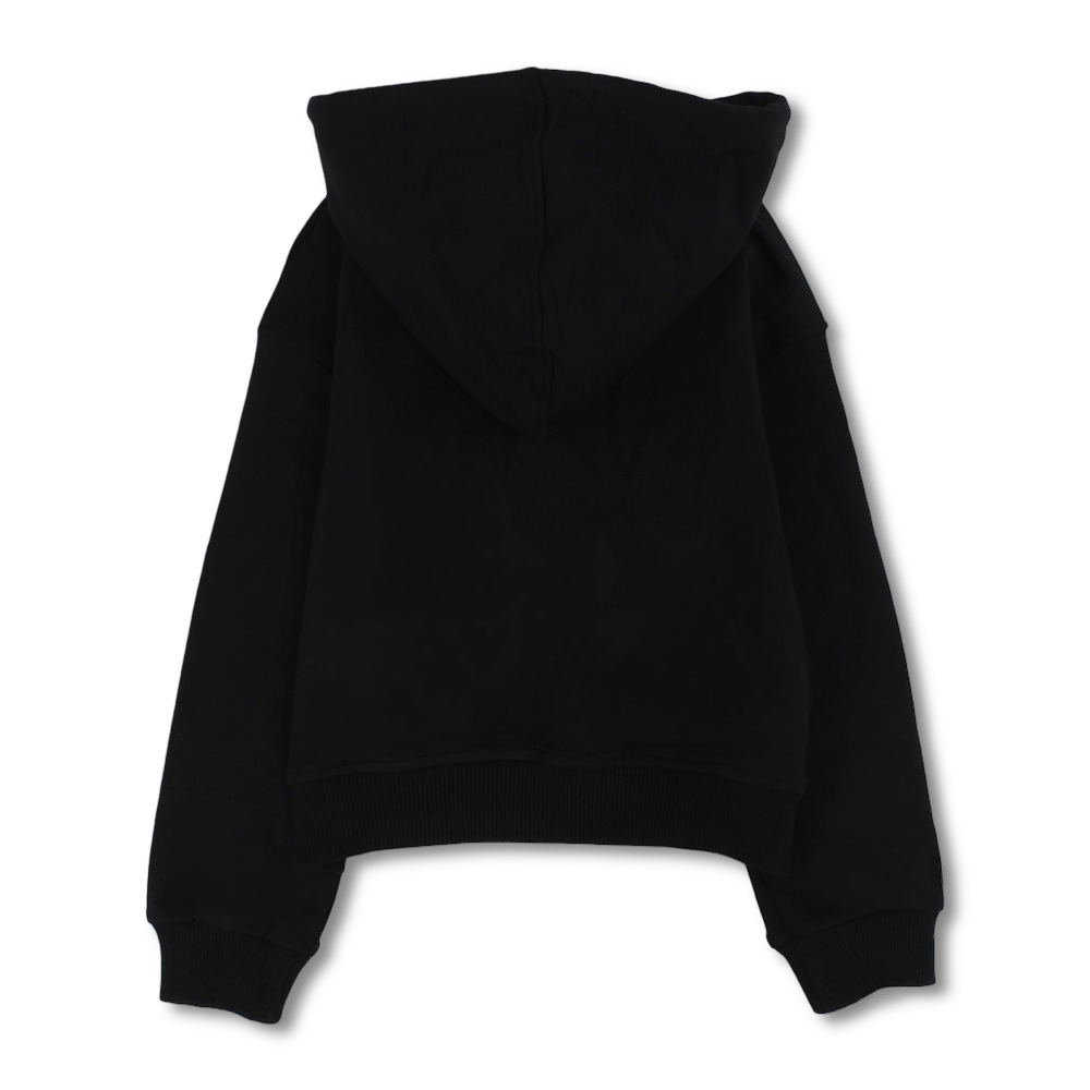 Girls Cotton Hoodie – Black with "Perfectly Imperfect" Design