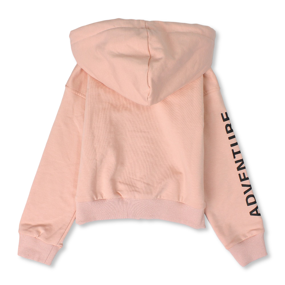 Unisex Cotton Hoodie – Salmon with Adventure Sleeve Print