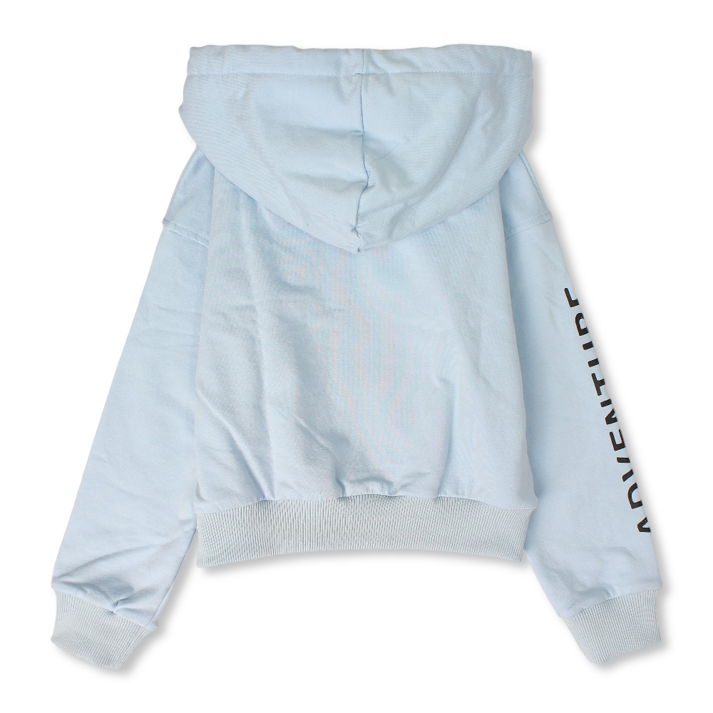 Unisex Cotton Hoodie – Baby Blue with Adventure Sleeve Print