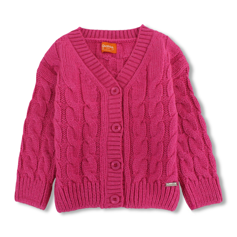 Girls Wool Cardigan Jacket – Fuchsia