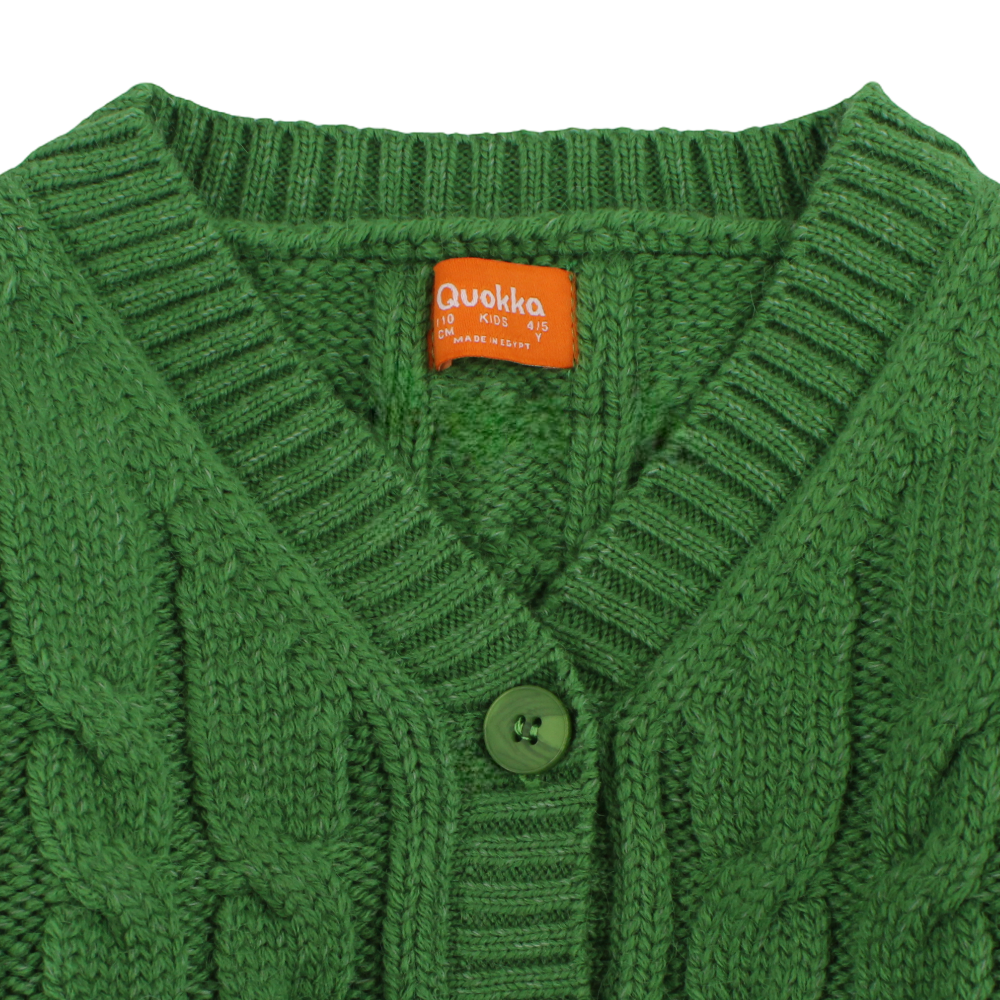 Girls Wool Cardigan Jacket – Olive