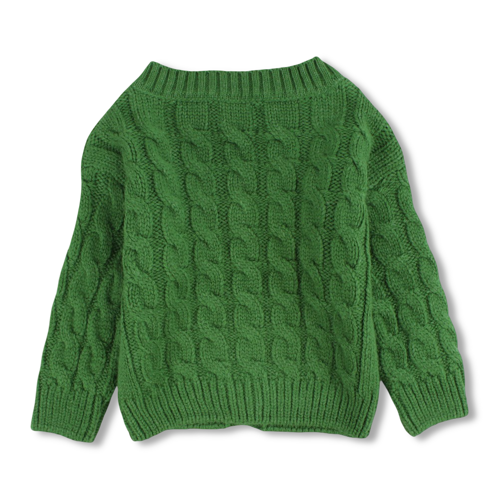 Girls Wool Cardigan Jacket – Olive