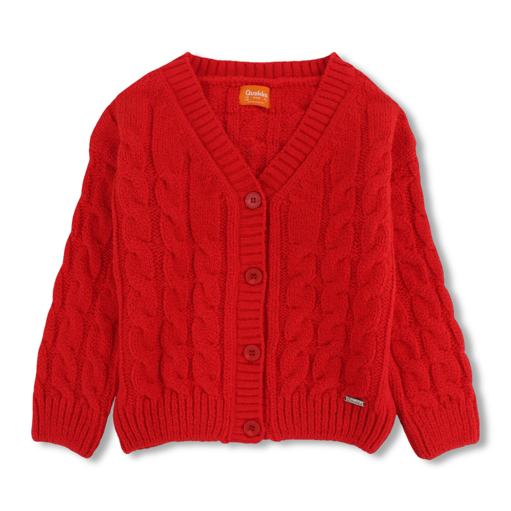 Girls Wool Cardigan Jacket – Red