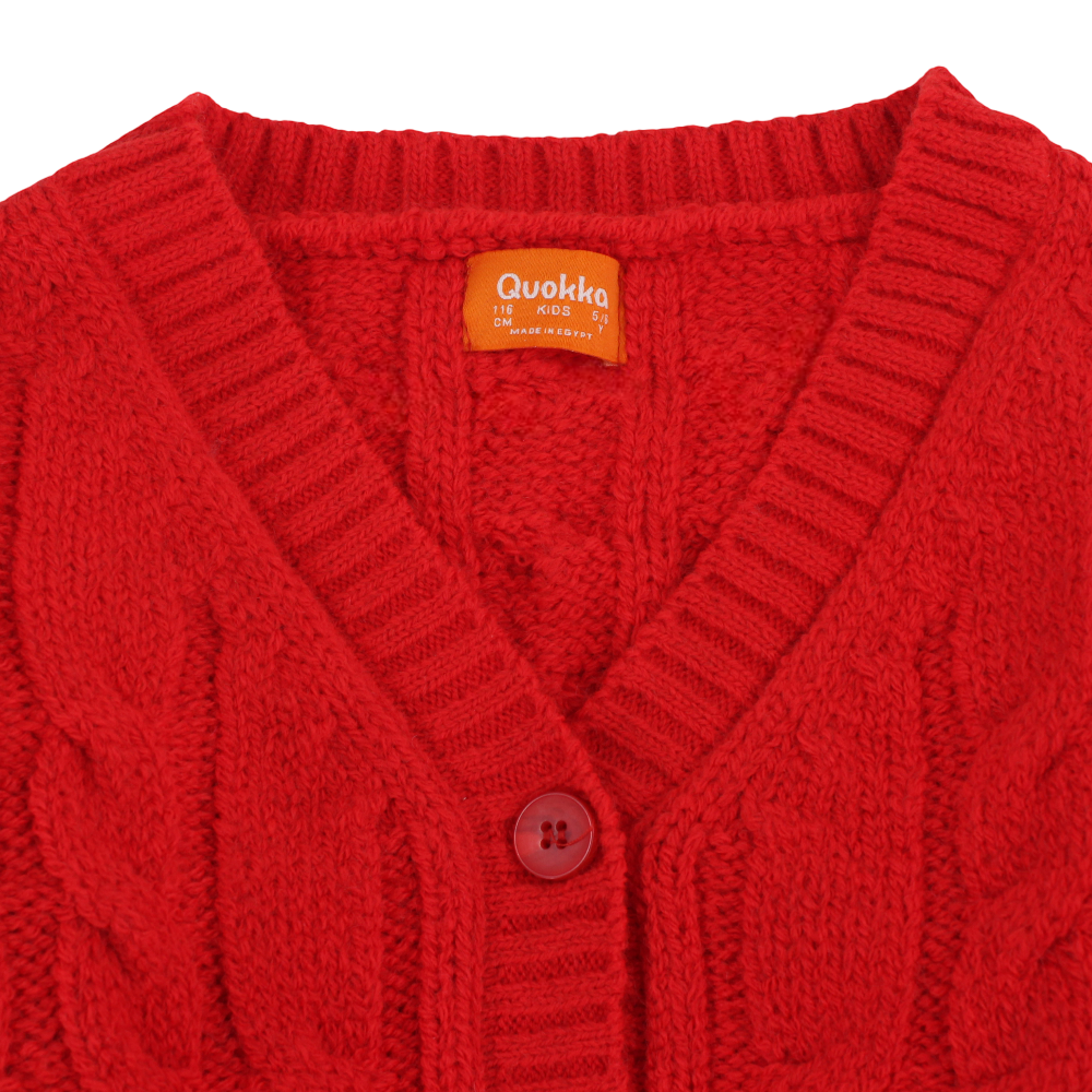 Girls Wool Cardigan Jacket – Red