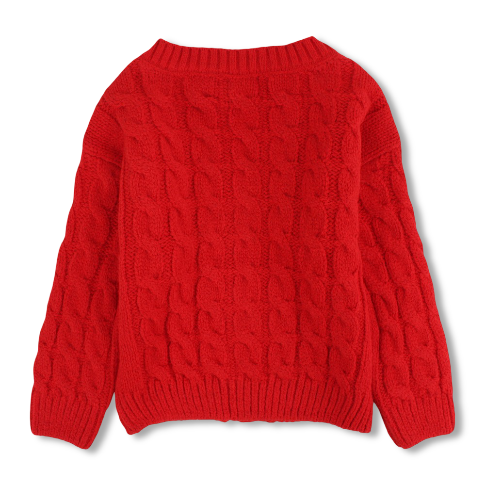 Girls Wool Cardigan Jacket – Red