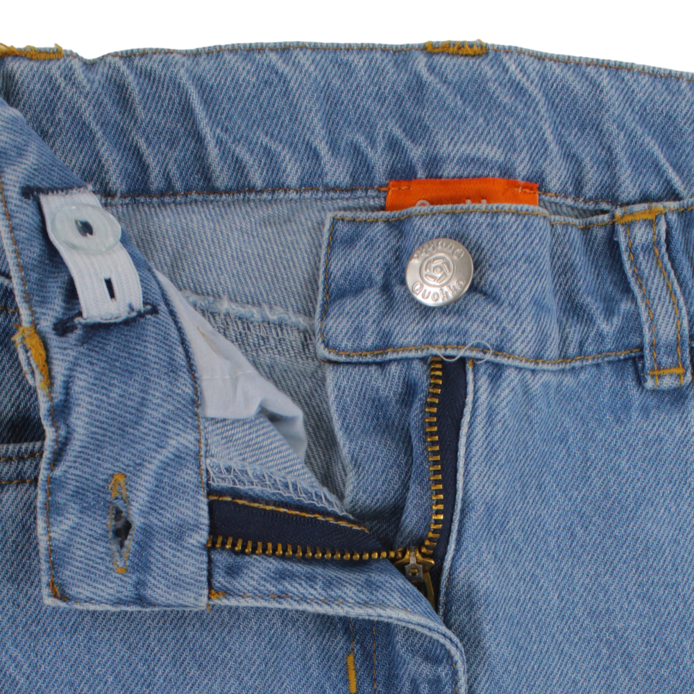 Girls Wide Leg Denim Pants - Hearts Design