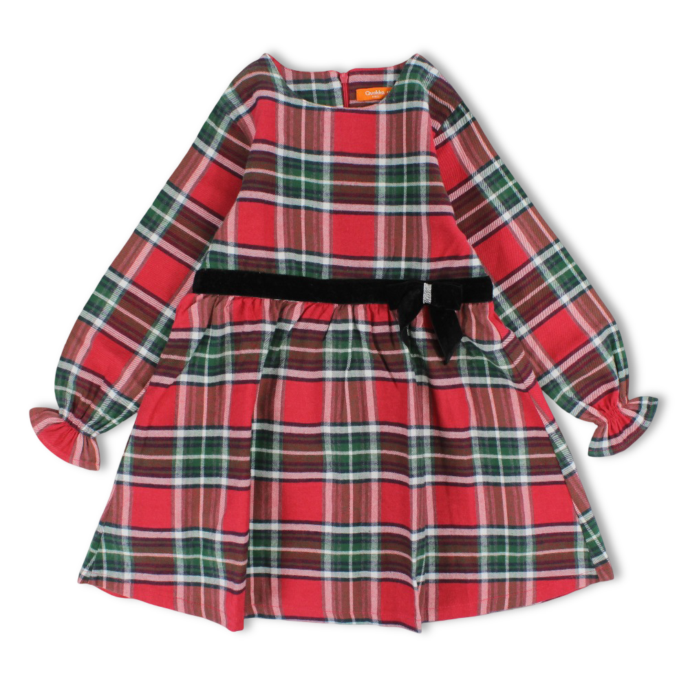 Girls Cotton Checkered Dress