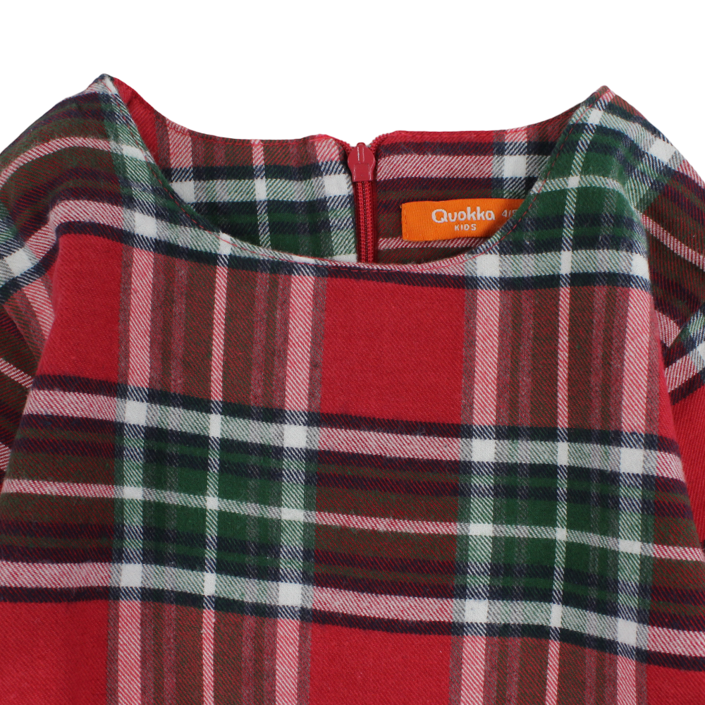 Girls Cotton Checkered Dress