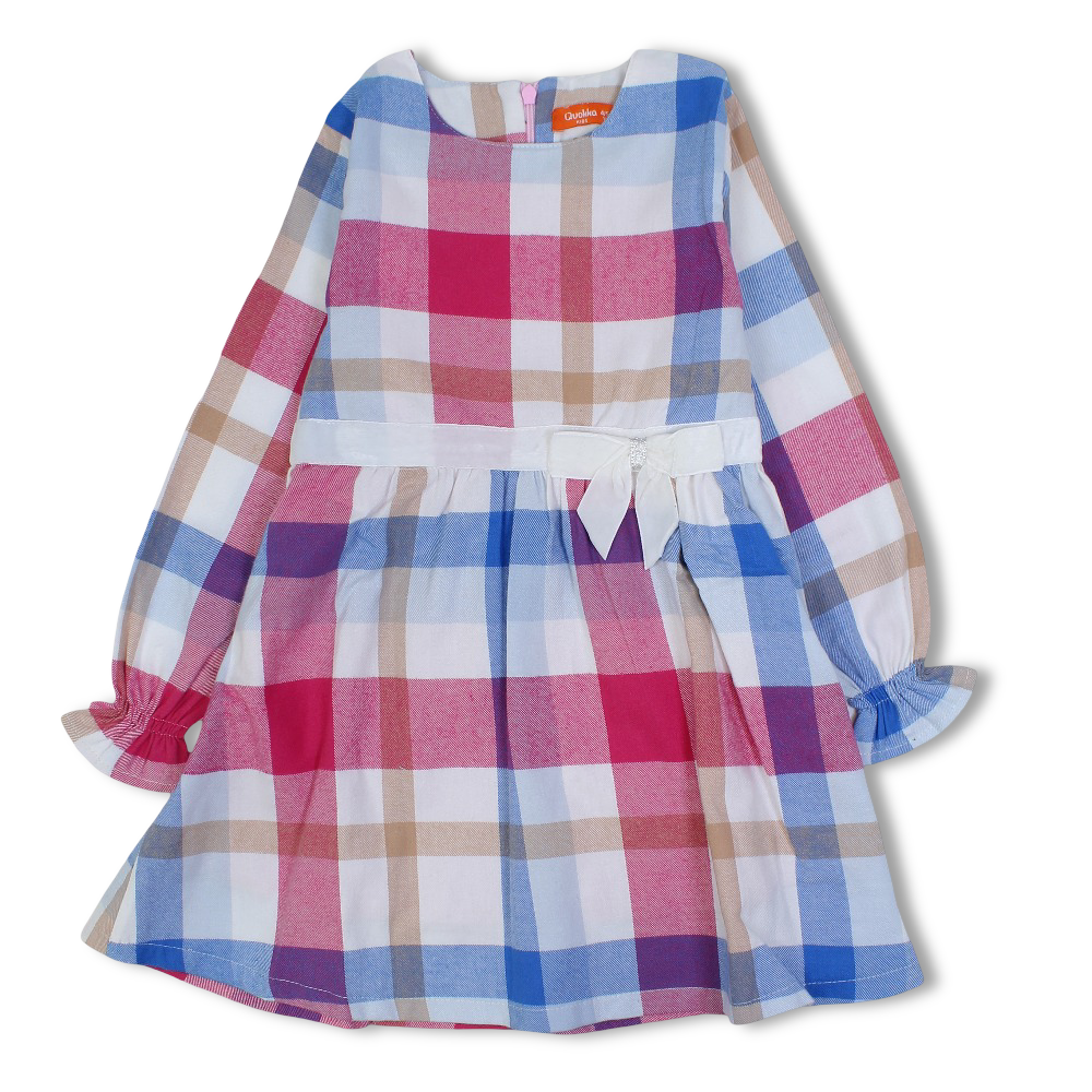 Girls Cotton Checkered Dress