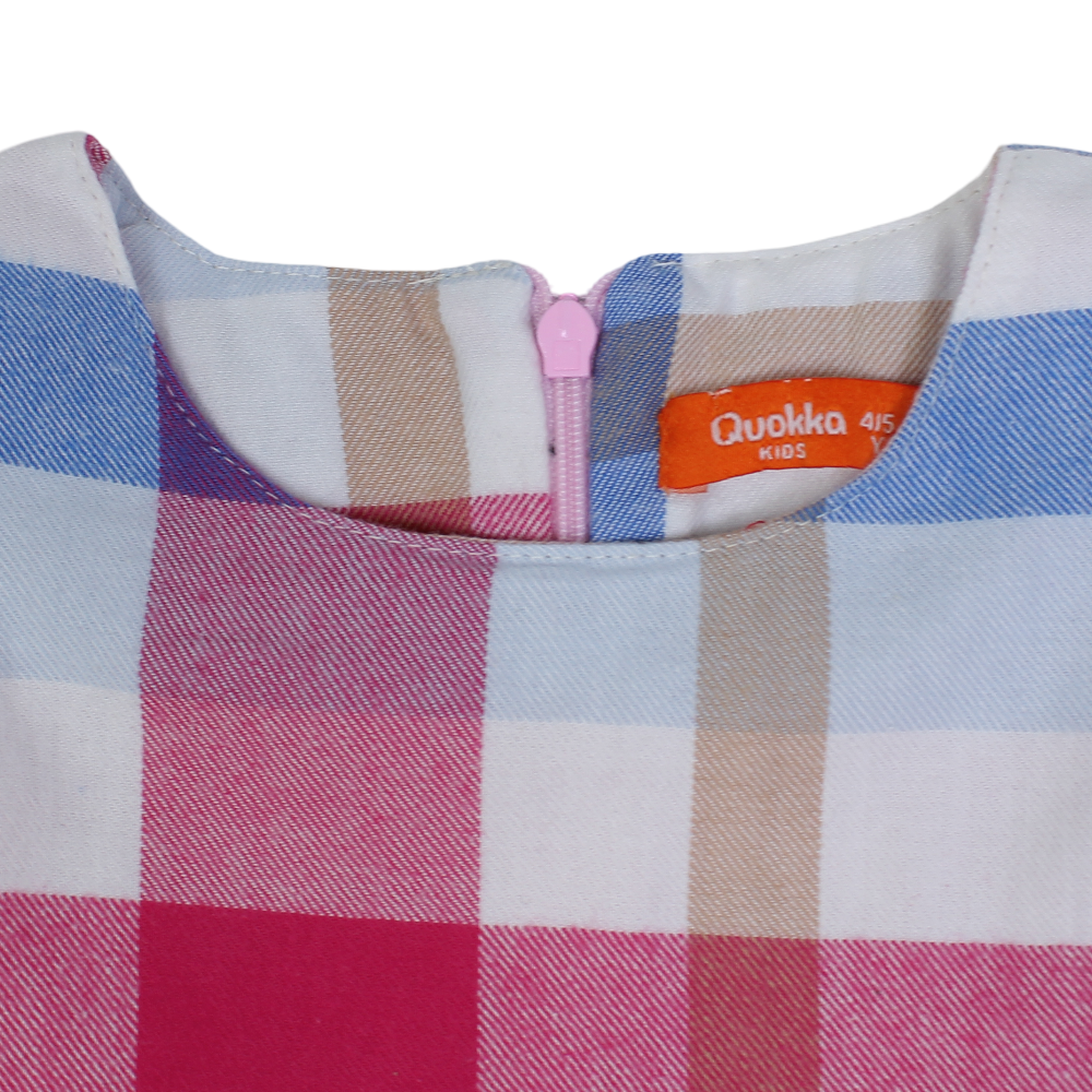 Girls Cotton Checkered Dress