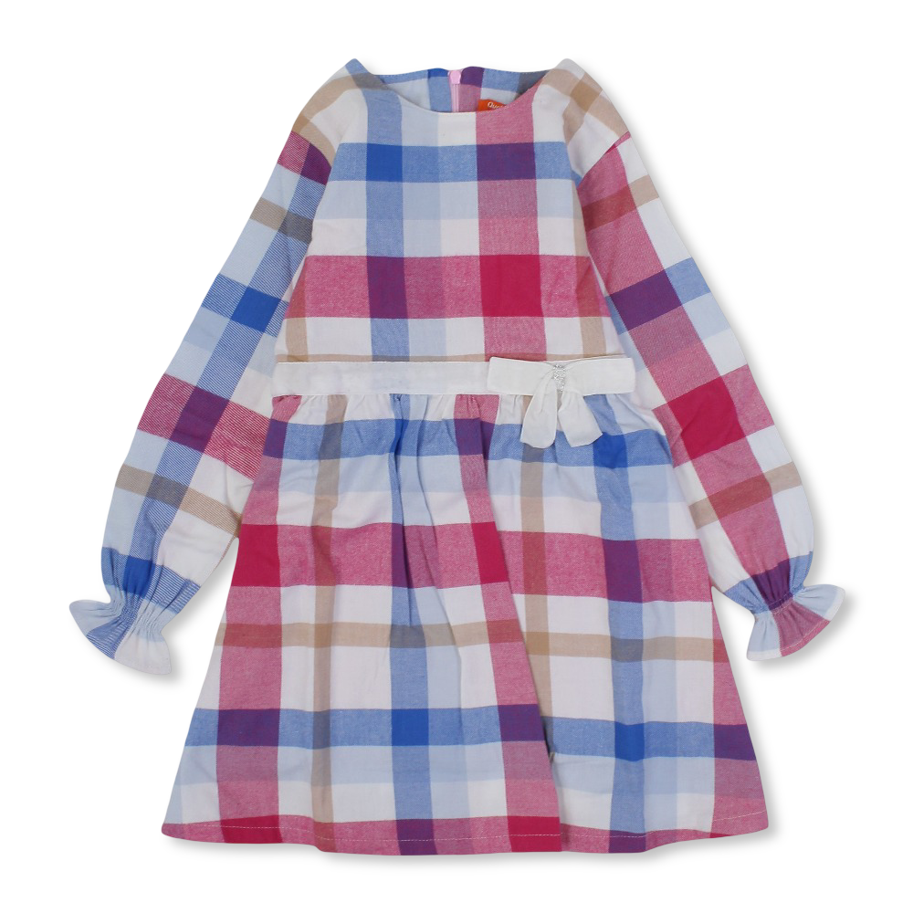 Girls Cotton Checkered Dress