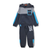 Boys Cotton 2-Piece Hooded Outfit Set - Dark Grey