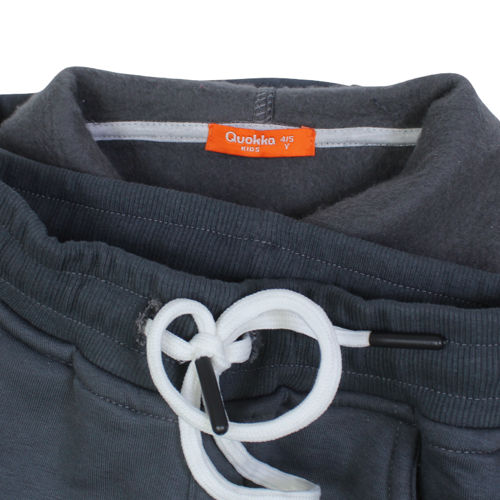 Boys Cotton 2-Piece Hooded Outfit Set - Dark Grey