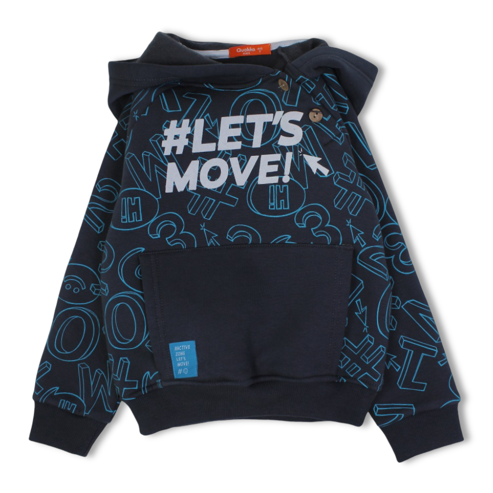 Boys Cotton Hoodie – “Let's Move“ Print